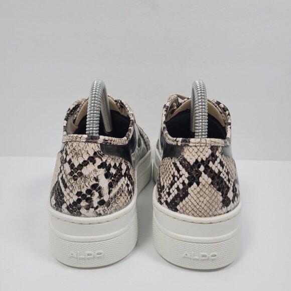 Aldo Platform Women’s Tan Black Lace Up Snake Print Sneaker US Size 6 - Picture 4 of 8